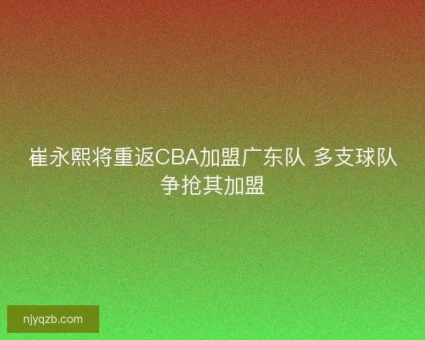 崔永熙将重返CBA加盟广东队 多支球队争抢其加盟 崔永熙将重返CBA加盟广东队 多支球队争抢其加盟