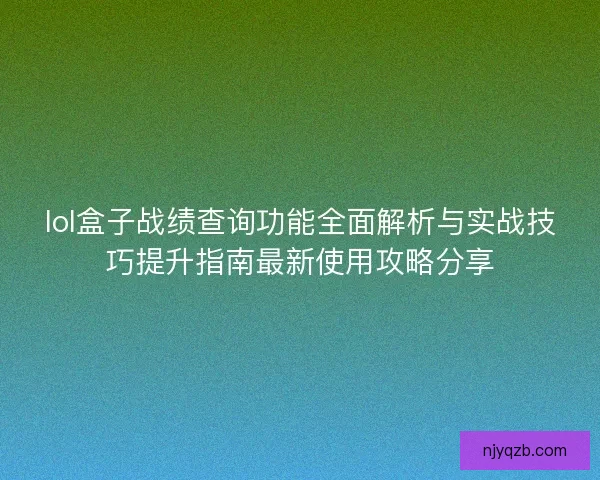 lol盒子战绩查询功能全面解析与实战技巧提升指南最新使用攻略分享