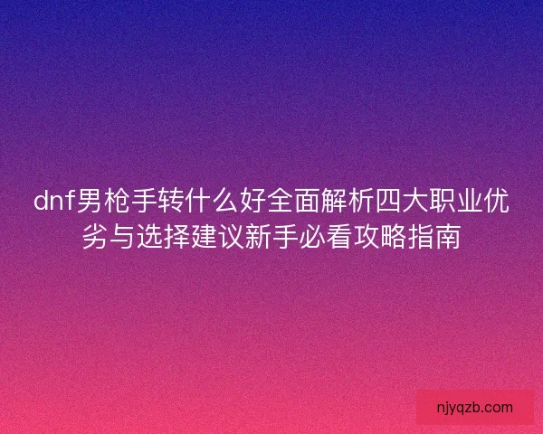 dnf男枪手转什么好全面解析四大职业优劣与选择建议新手必看攻略指南