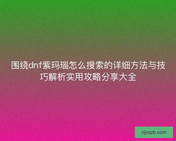 围绕dnf紫玛瑙怎么搜索的详细方法与技巧解析实用攻略分享大全
